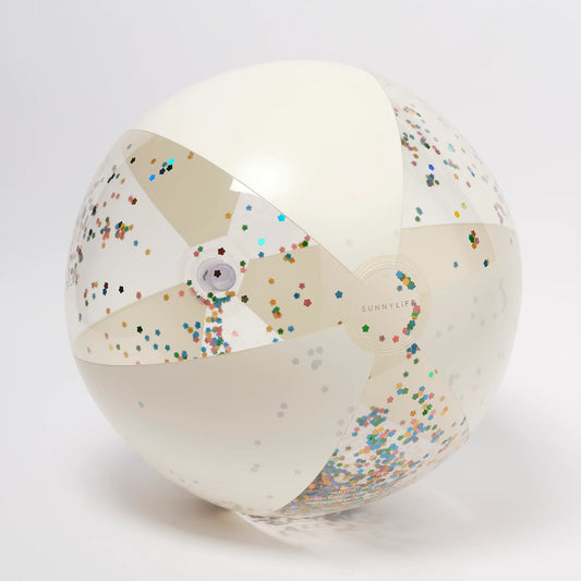 INFLATABLE BEACH BALL COTTON CANDY GLITTER