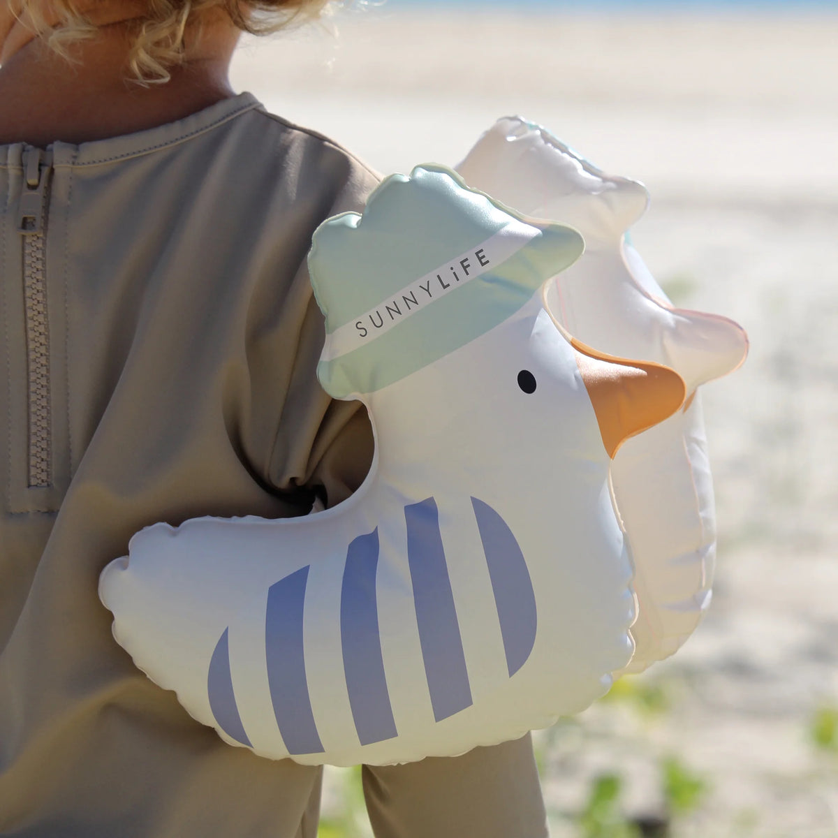KIDS INFLATABLE ARM BANDS SID THE SEAGULL STRIPE