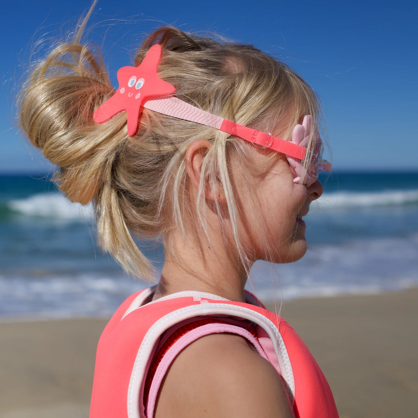 MINI SWIM GOGGLES MELODY THE MERMAID NEON STRAWBERRY